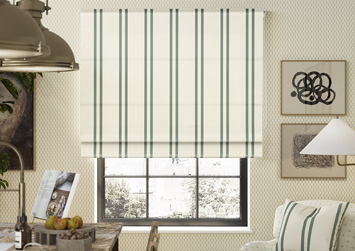 Adelaide, Winnies Stripe Barbing Green - Roman Blind - Image 3